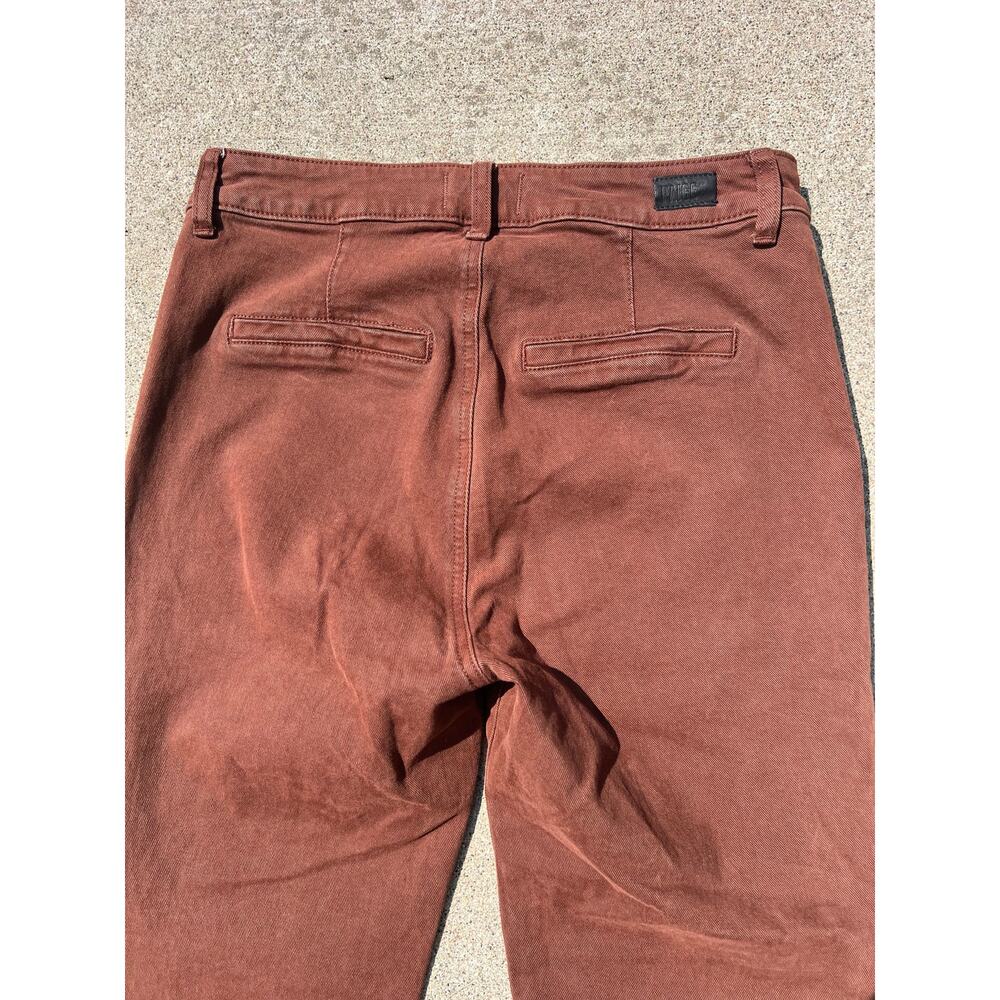 Paige Pants Women Sz 30 Mahogany Brown Slim Straight Kick Flare Zip Fly 4-Pocket - Picture 7 of 8